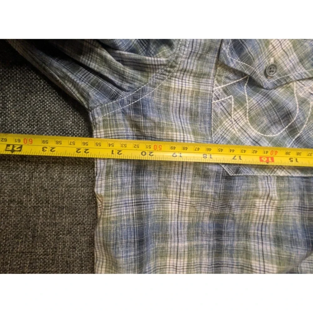 True Religion Button Up Shirt Mens Large Plaid Western Cowboy Collared L Tee